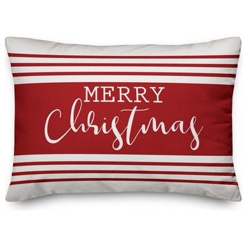Merry Christmas Farmhouse Stripe 14"x20" Throw Pillow