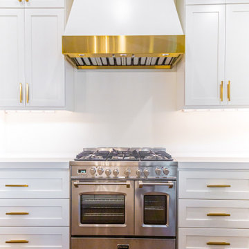 Freestanding Vent Hood with Touches of Gold