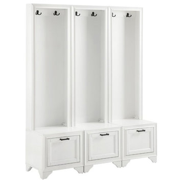 Bowery Hill Transitional 3 Piece Entryway Set in Distressed White