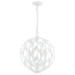 Crystorama - Broche 4 Light Matte White Chandelier - Layers of individual wrought iron leaves deliver a stunning, unique and functional light . The tailored elegance of the shimmering metallic florals are perfect for a transitional home though versatile enough to be incorporated into any modern design. While perfect for a bedroom, living area, or kitchen, it can be used anywhere you want to add a bit of glam.