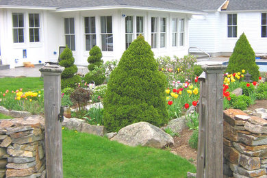 Photo of a country garden in Portland Maine.