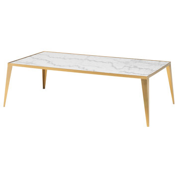 Mink Coffee Table, White Marble/Brushed Gold