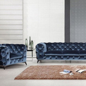 Order online for the Glitz Tufted Blue Velour Fabric Modern Sofa Collection!