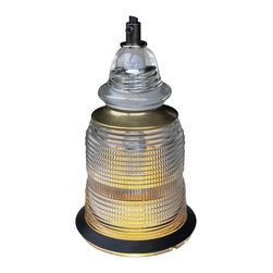 Railroadware - Runway Light Pendant Brass Ring Insulator Bell Cap - Pendant Lighting