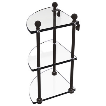 Mambo 3 Tier Corner Glass Shelf, Oil Rubbed Bronze