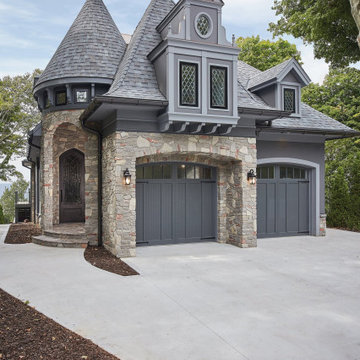Brookhaven Real Thin Stone Veneer Garage and Front Entrance