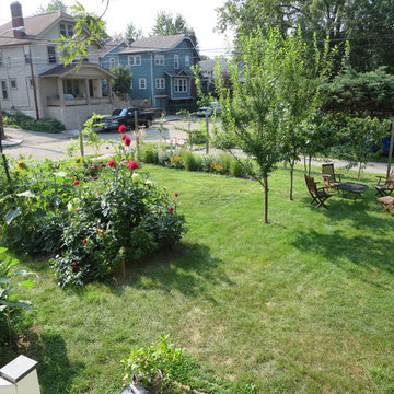 Garden with edible fence and native flowers