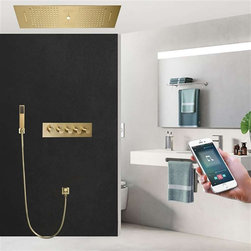 BathSelect Rainfall Musical Shower System With Hand Shower, Style B-Phone Control Light - Showerheads And Body Sprays