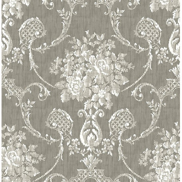 A-Street Prints 2702-22749 Winsome Grey Floral Damask Wallpaper