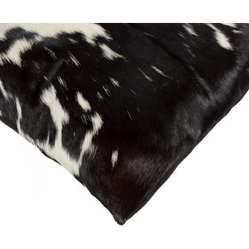 18"x18" Torino Kobe Cowhide Pillows, Set of 2, Black and White