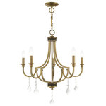 Livex Lighting - Transitional Chandelier, Antique Brass - Bring simple, yet elegant, charm to your living space with this beautiful transitional five light chandelier. In antique brass finish with bronze accents, the clear crystals on the chandelier provide a understated clean look, that's perfect for any room in your home.