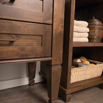 Knotty Alder Master Bathroom with Furniture Styled Bathroom Vanity and Linen Cab