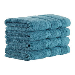 CLASSIC TURKISH TOWELS - Antalya 4-Piece Washcloth Set, Colonial Blue - Bath Towels