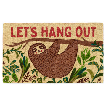 DII 30x18" Modern Coir Fabric Hang Out Sloth Doormat in Multi-Color