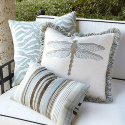 Aqua Outdoor Pillows by Elaine Smith - Outdoor Cushions And Pillows