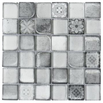 TCRNG Classic Roman 2x2 Glass Mosaic Tile, Gray