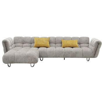 Jacinda Grey Fabric Facing Sectional Sofa, Left Hand Facing Chaise