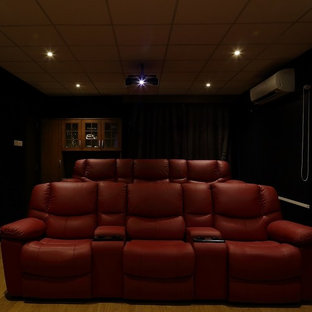Example of a trendy home theater design in Hyderabad