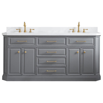 72" Palace Collection With Hardware, Satin Brass Finish, Cashmere Gray, F2-0012