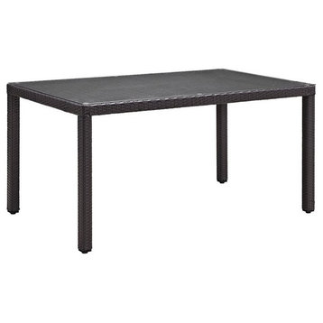 Hawthorne Collections Glass Top Patio Dining Table in Espresso