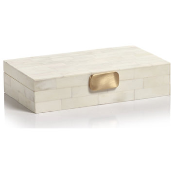 Mahar Bone Design Decorative Box With Brass Knob