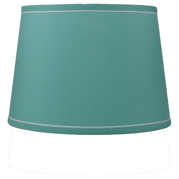 14" French Drum With White Trim Lampshade, Teal
