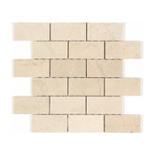 12"x12" Crema Marfil Polished Marble Brick Mosaic