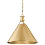 Hudson Valley Lighting - Metal No. 2 1 Light Pendant, 14.5" - Exposed hardware adds a touch of industrial chic to a timeless cone shade silhouette. Go for a crisp monochromatic look with the allover Polished Nickel or Aged Brass finish or pair the Aged Brass hardware with a Distressed Bronze shade. The portable sconce features an adjustable arm and braided cord. Part of our Mark D. Sikes collection.