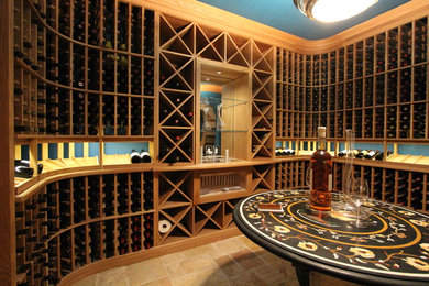 Large transitional wine cellar photo in New York