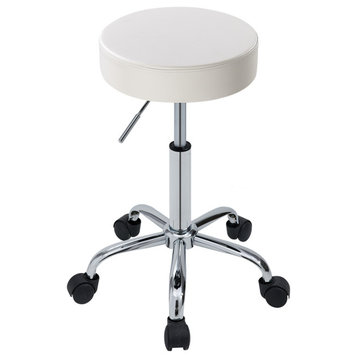 Backless PU Leather Lab Work Stool, White