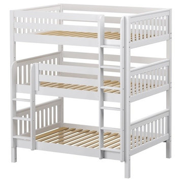 Leta White Full XL Triple Bunk Bed, With Set of 2 Xl Storage Drawers