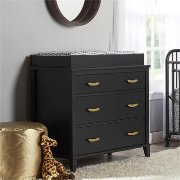 Little Seeds Modern Monarch Hill Hawken Wood Changing Table Topper in Black
