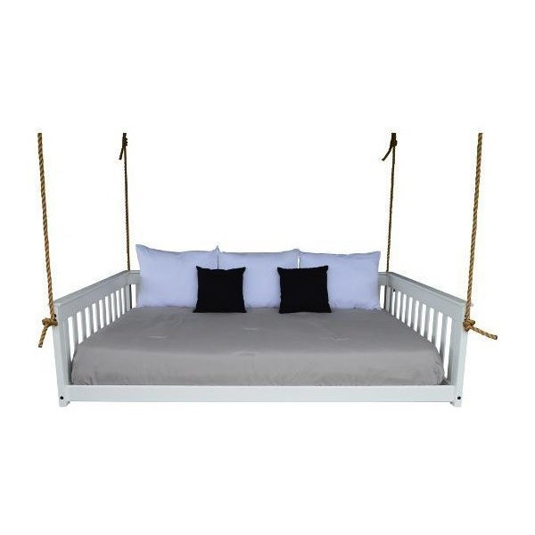 VersaLo' Mission Hanging Daybed With Rope, White, Full