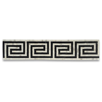 Marble Mosaic Border Listello Tile Greek Key White 4.3x10.2 Polished, 1 piece