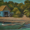 Caribbean Landscape Painting, large original tropical wall art, framed fine art