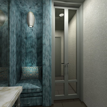 Powder Bath with Built-In Cell Phone Booth