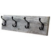 Rustic Coat Rack, Short Version, Aged Rustic, 30" With 5 Hooks