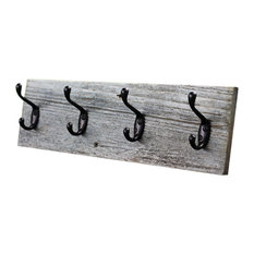 Rustic Coat Rack, Short Version, Aged Rustic, 30" With 5 Hooks