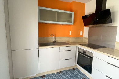 Cette image montre une petite cuisine minimaliste.