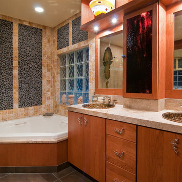 Artsy, Asian Bathroom by Designer Ann Morris, CMKBD,CAPS