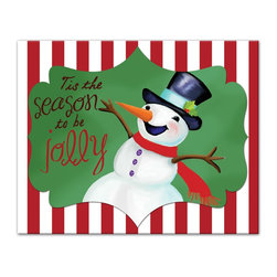 DDCG - Jolly Snowman Canvas Wall Art, 20"x16" - Prints And Posters