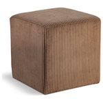 Meridian Furniture - Roy Microsuede Fabric Upholsetered Ottoman/Stool, Brown, Square - Upgrade your living space with the Roy Microsuede Fabric Ottoman/Stool. This versatile piece of furniture not only adds a pop of color to your room but also serves as a comfortable and practical seating option. The soft brown microsuede fabric and corduroy texture provide a cozy and inviting feel that blends seamlessly into any decor style. The square compact design of the Roy Microsuede Fabric Ottoman/Stool makes it perfect for small spaces, while the sturdy construction ensures durability and longevity.
