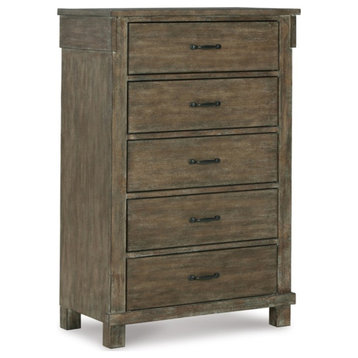Ashley Furniture Shamryn 5-Drawer Wood Chest in Medium Brown/Dark Bronze