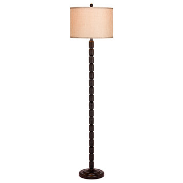 62.5" Industrial, Ribbed Metal Floor Lamp, Oil Rubbed Bronze