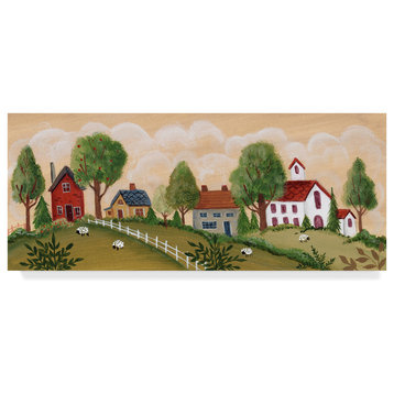 Beverly Johnston 'Sheepy Village' Canvas Art, 19"x8"