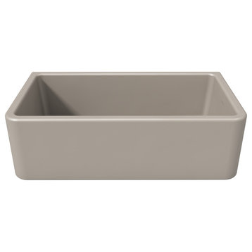 LaToscana Reversible, Fluted/Smooth Fireclay Sink, Silver Flax, 33"