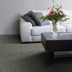 Living room with Black Jack trextured stripe wool carpet from JMish! - Products