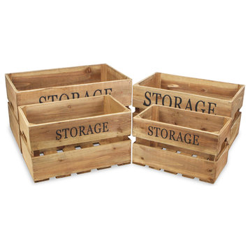 4-Piece Wooden "Storage" Crate Set