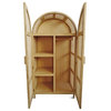 Natural Teak and Cane Armoire Storage Cabinet