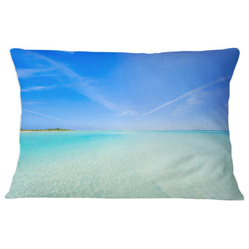 Tropical Beach in Cayo Largo Island Modern Seascape Throw Pillow, 12"x20"